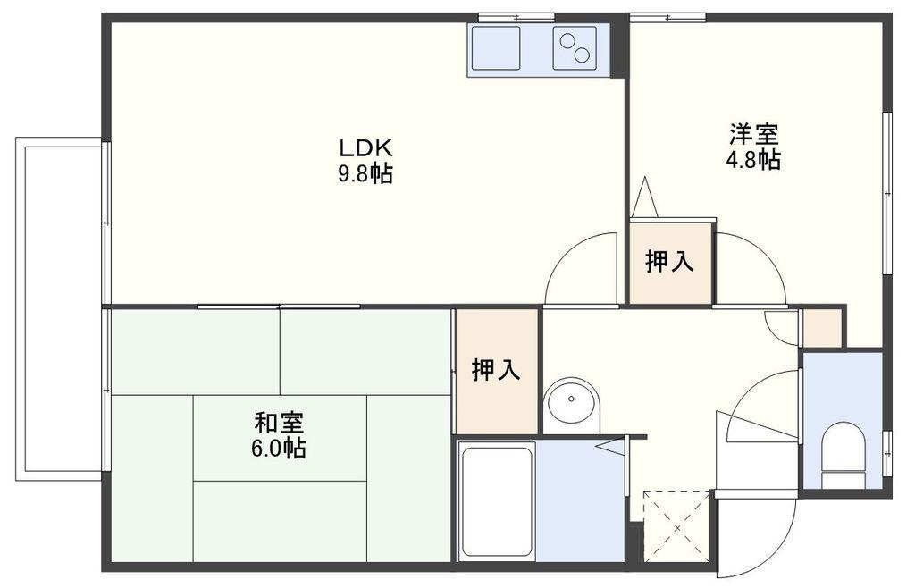 ディアス・ジョイA(2LDK/2階)の間取り写真