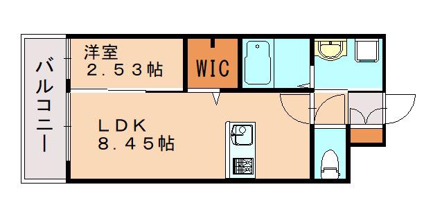 ギャラクシー博多駅北(1LDK/1階)の間取り写真