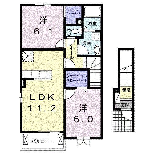 クレセールB(2LDK/2階)の間取り写真