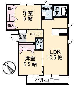 グランステージ(2LDK/3階)の間取り写真
