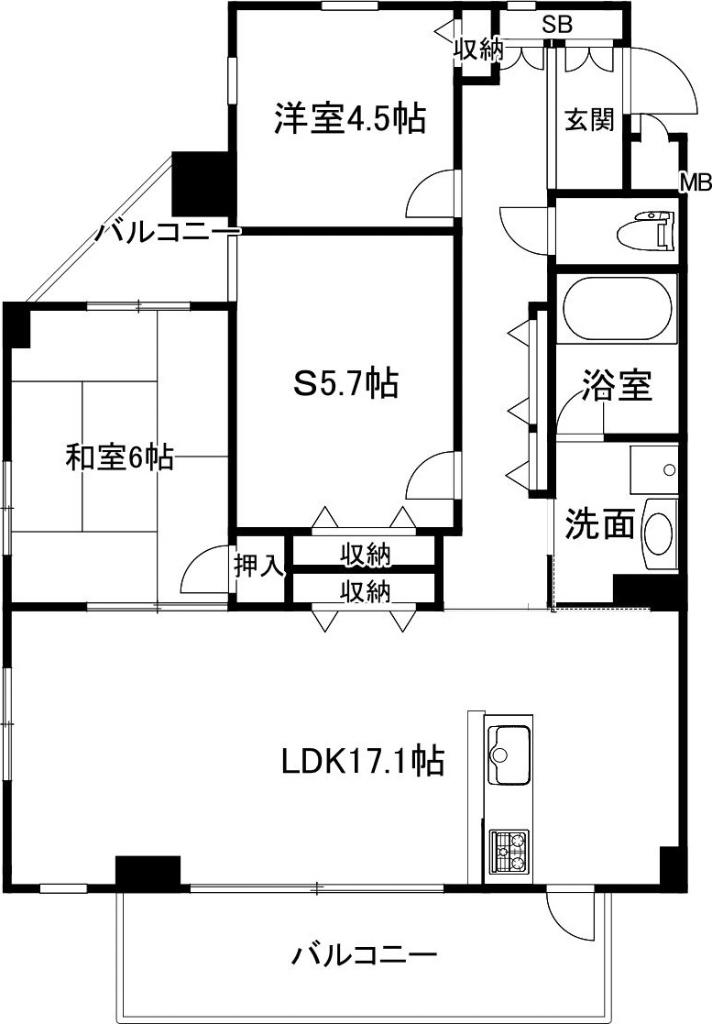 ポルトドールしかま(2SLDK/2階)の間取り写真