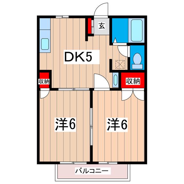 ニューシティ豊岡(2DK/1階)の間取り写真