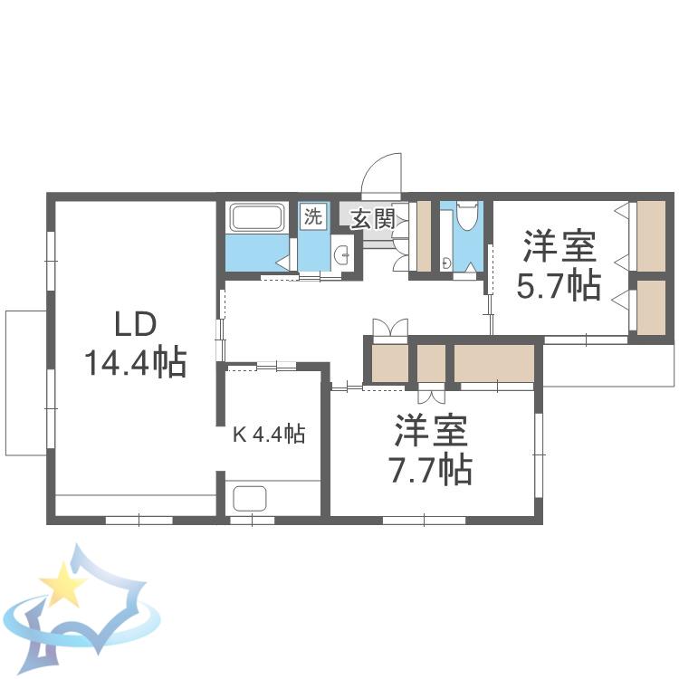 リリアムハウス(2LDK/4階)の間取り写真