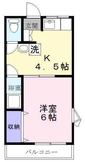 グレースK(1DK/2階)の間取り写真