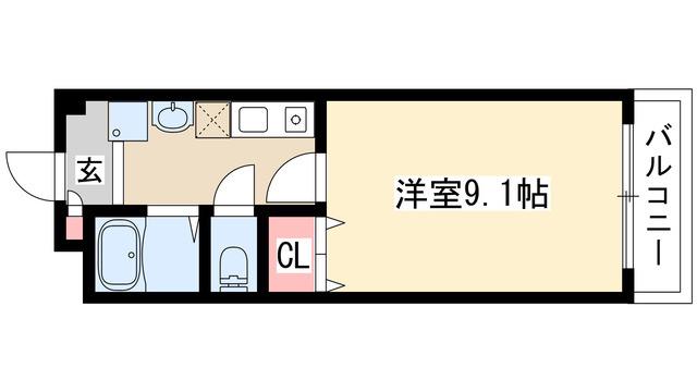 竹の山シールドハイツ(1K/2階)の間取り写真
