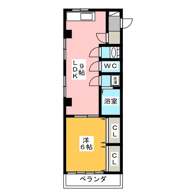 カーサ篠田(1LDK/2階)の間取り写真