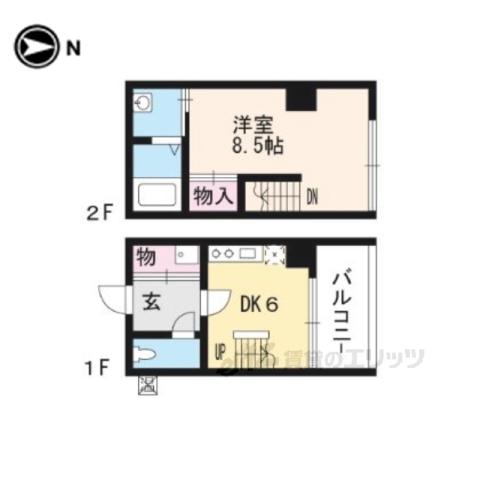 YS FLATS西陣(1DK/2階)の間取り写真