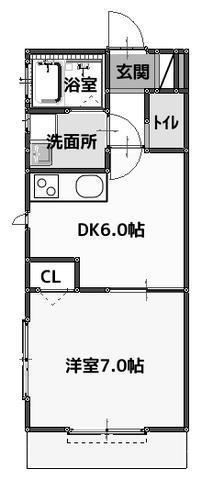 ライトハウス岡小名(1DK/2階)の間取り写真