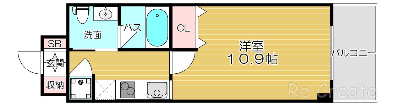シティヒルズ安堂寺(1K/9階)の間取り写真