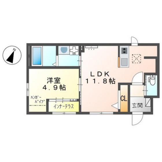 リバーヒルズ戸坂大上(1LDK/1階)の間取り写真