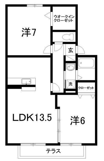 セジュールウィルモア(2LDK/2階)の間取り写真