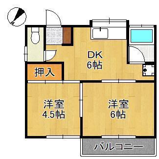 山門ハイツ(2DK/2階)の間取り写真
