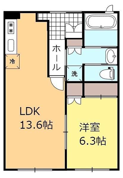 ルミナス請西東C(1LDK/2階)の間取り写真