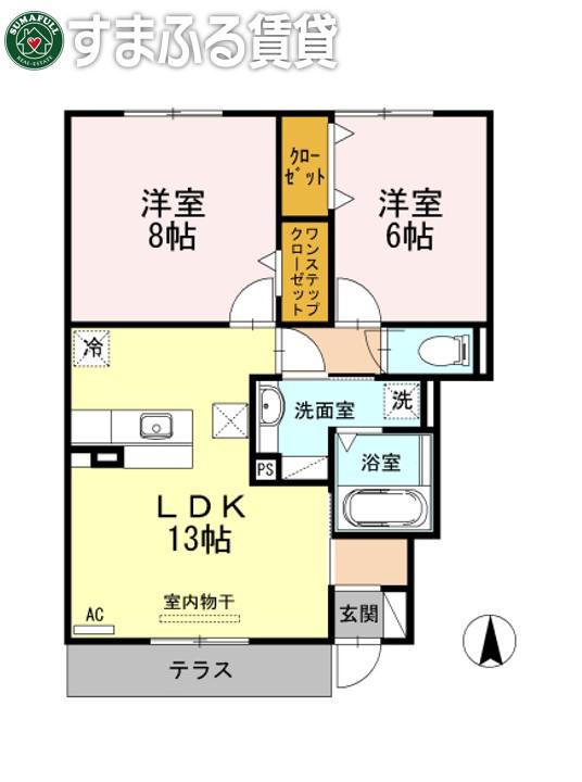 ラシュレ(2LDK/1階)の間取り写真