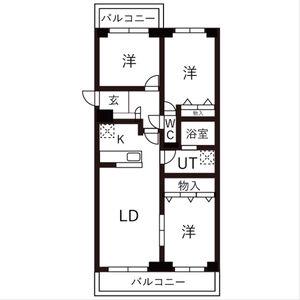 BRO北野(3LDK/5階)の間取り写真