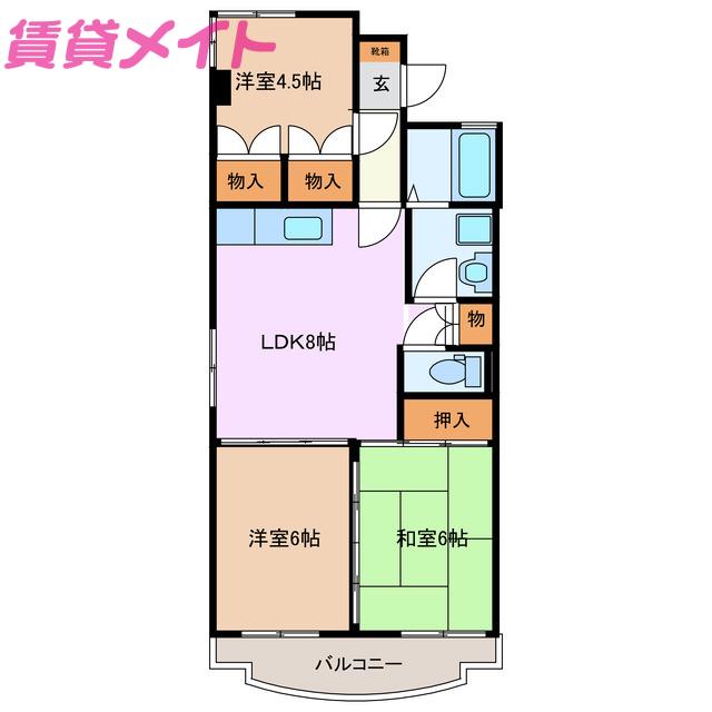 グランシャリオ89 A(3DK/3階)の間取り写真