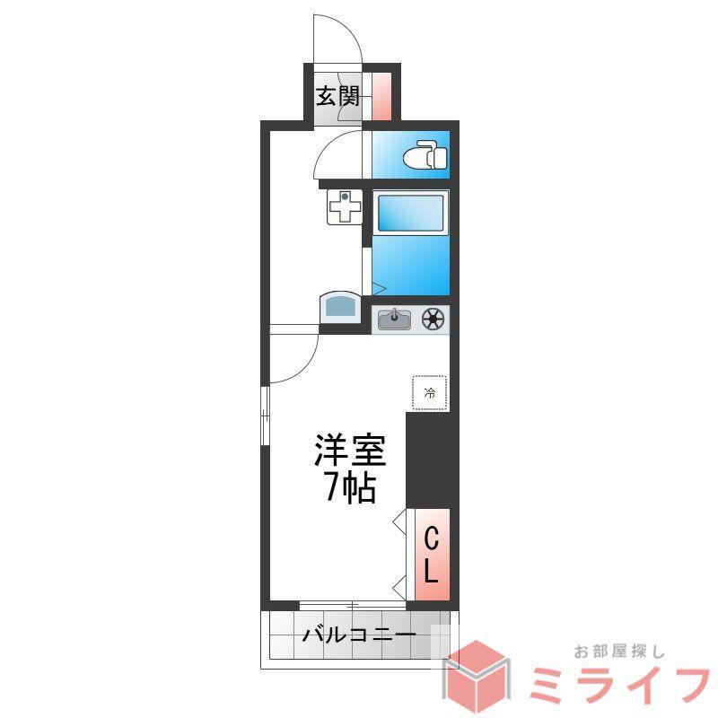 B-RISE新今里(ワンルーム/3階)の間取り写真
