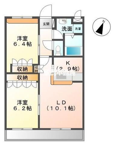 リバーサイドコスモスII(2LDK/1階)の間取り写真