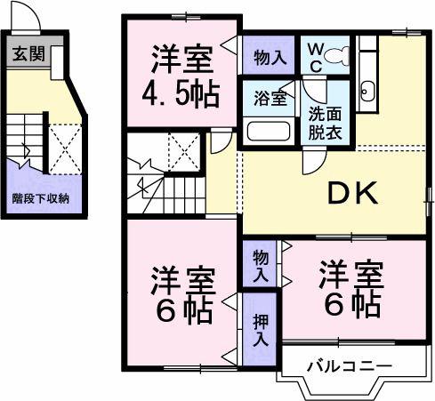エスポワール茶屋の原(3LDK/2階)の間取り写真