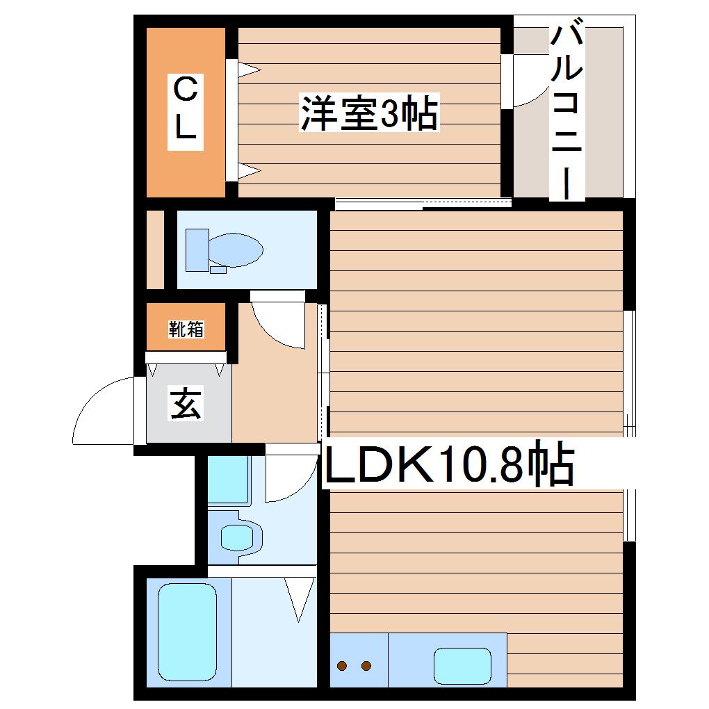 ビファイン泉中央(1LDK/1階)の間取り写真