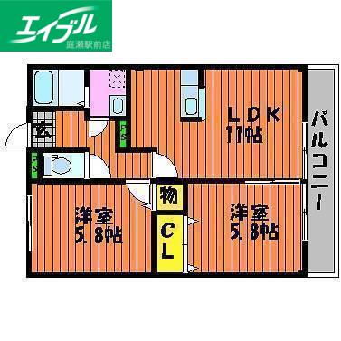 グランフィネス(2LDK/2階)の間取り写真