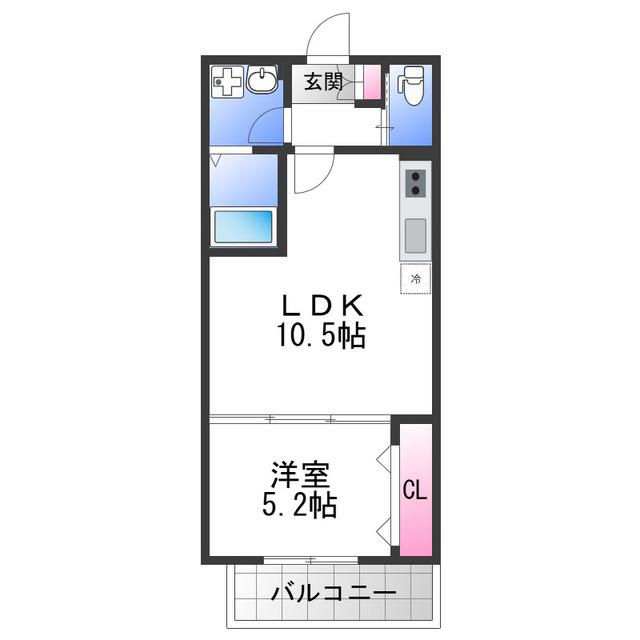 カーサ九宝(1LDK/1階)の間取り写真