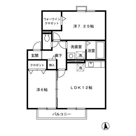 CASA RIVIERE(2LDK/2階)の間取り写真