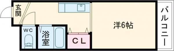 ソルテ住道(ワンルーム/2階)の間取り写真