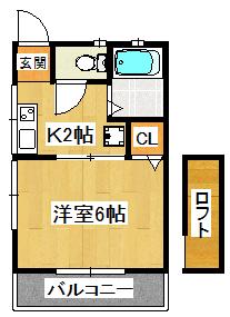 キャッスル下矢切(1K/1階)の間取り写真