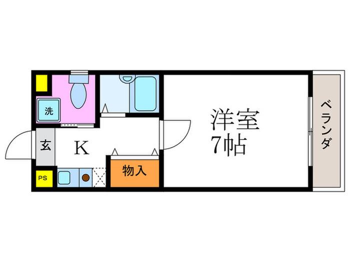 プルーリオン西桂(1K/2階)の間取り写真