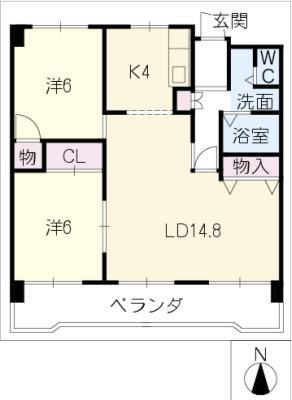 エラン平針(2LDK/7階)の間取り写真