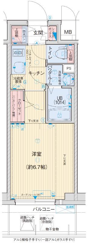 アドバンス神戸マーレ(1K/5階)の間取り写真