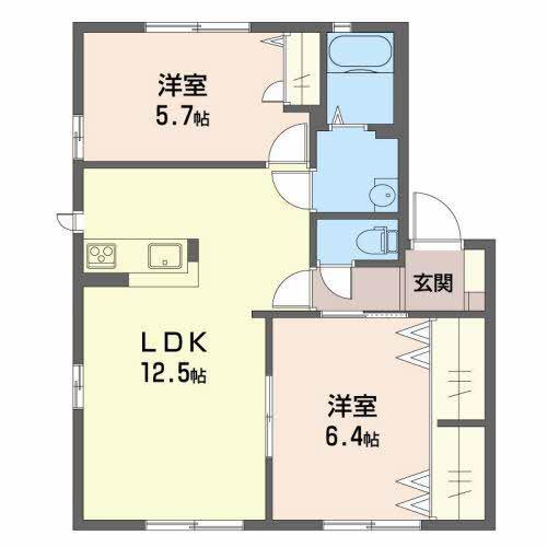 メイワン(2LDK/1階)の間取り写真