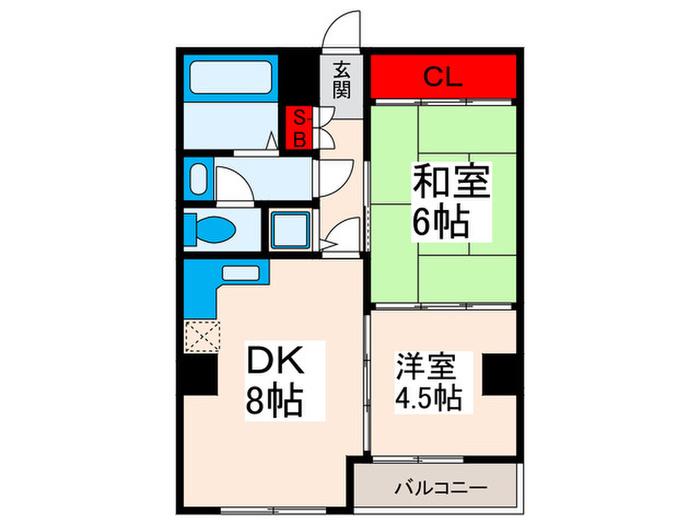 勘五郎ビル(2DK/2階)の間取り写真