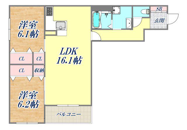 FIELD COURT(2LDK/3階)の間取り写真