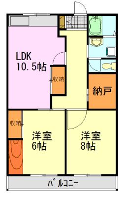 スカイラークハイツ(2LDK/7階)の間取り写真