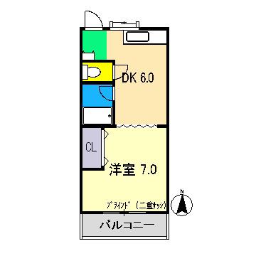 ドリームハウス1(1DK/3階)の間取り写真