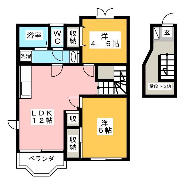 ボワ ド エル(2LDK/2階)の間取り写真