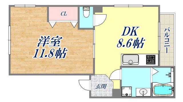 楠町タムラビル(1DK/2階)の間取り写真