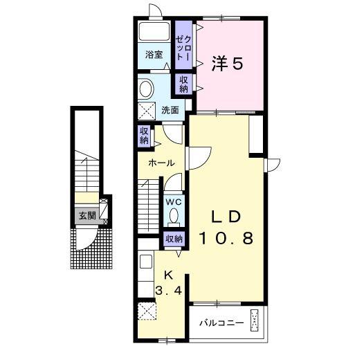プリティ(1LDK/2階)の間取り写真