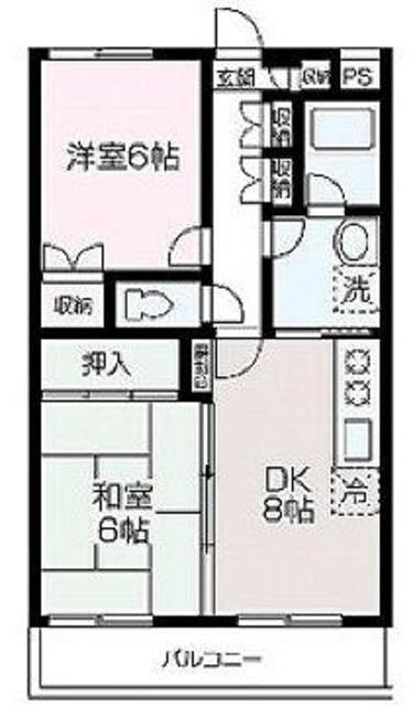 ヴィラ・セブン(2DK/3階)の間取り写真