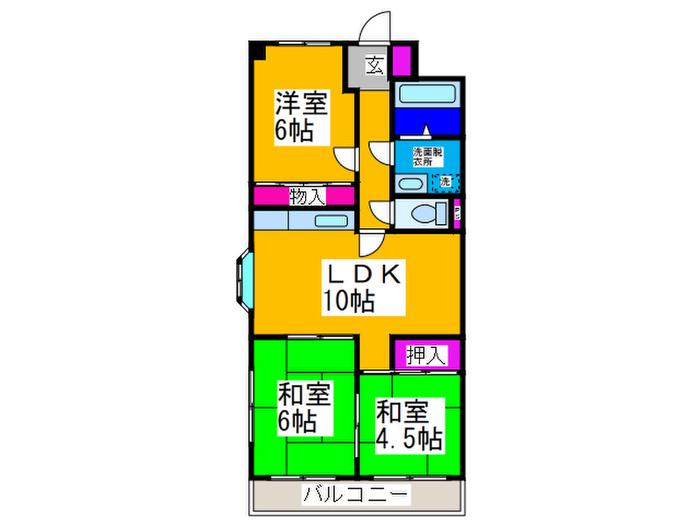オーク上野芝(3LDK/3階)の間取り写真