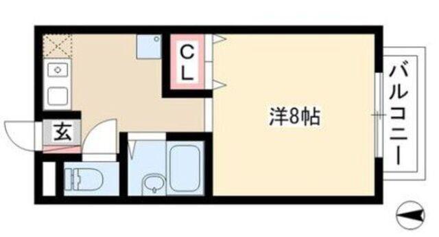 リバーサイド名塚(1K/2階)の間取り写真