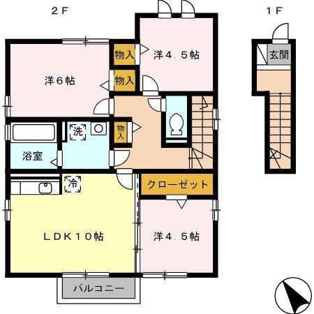 グラズヘイム(3LDK/2階)の間取り写真