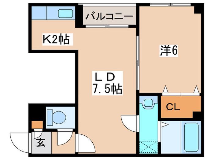 キャトレール中島公園(1LDK/3階)の間取り写真