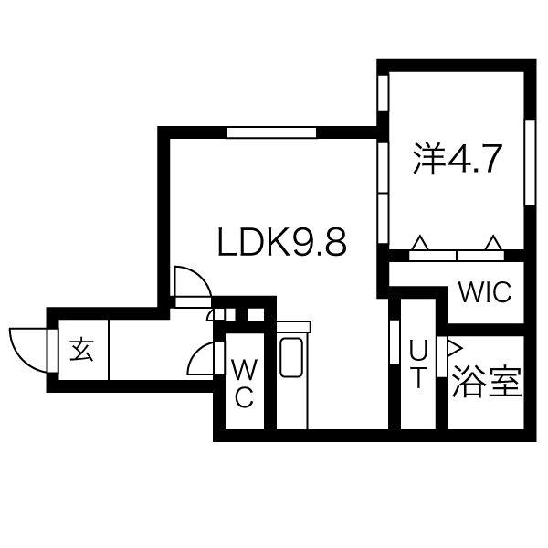 レジデンス南郷通16丁目北 A(1LDK/4階)の間取り写真