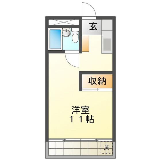 サカエハイツ(ワンルーム/3階)の間取り写真