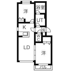 ヴィラ安富(2LDK/2階)の間取り写真