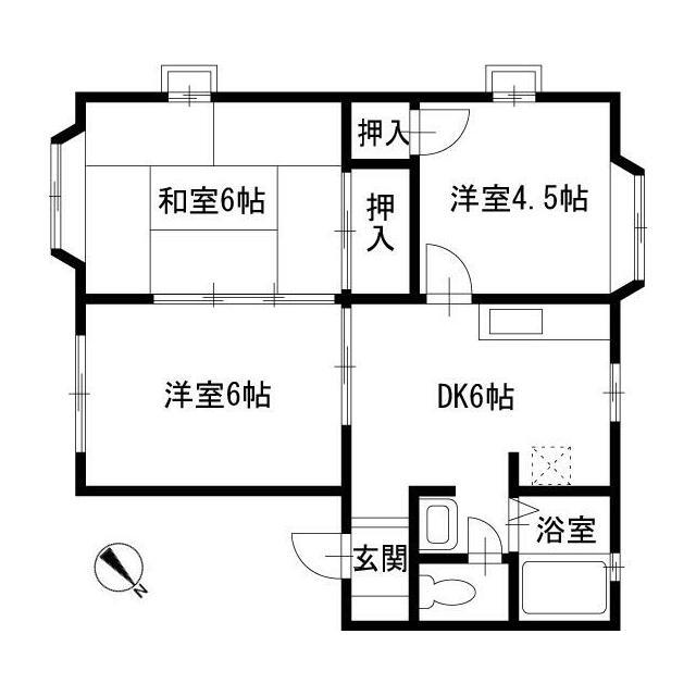 テラスハイムB棟(3DK/2階)の間取り写真