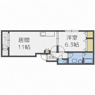 CASA白石(1LDK/1階)の間取り写真